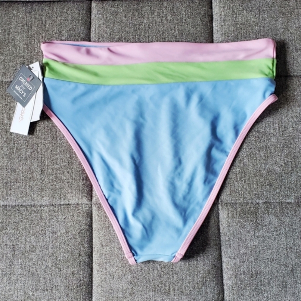 Salt + Cove Juniors' Colorblocked High Waist Bikini Bottoms Size L - Picture 3 of 9